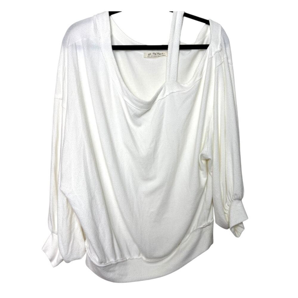 Free People Flaunt It Top Cold Shoulder Balloon Sleeve Cream Women L Boho